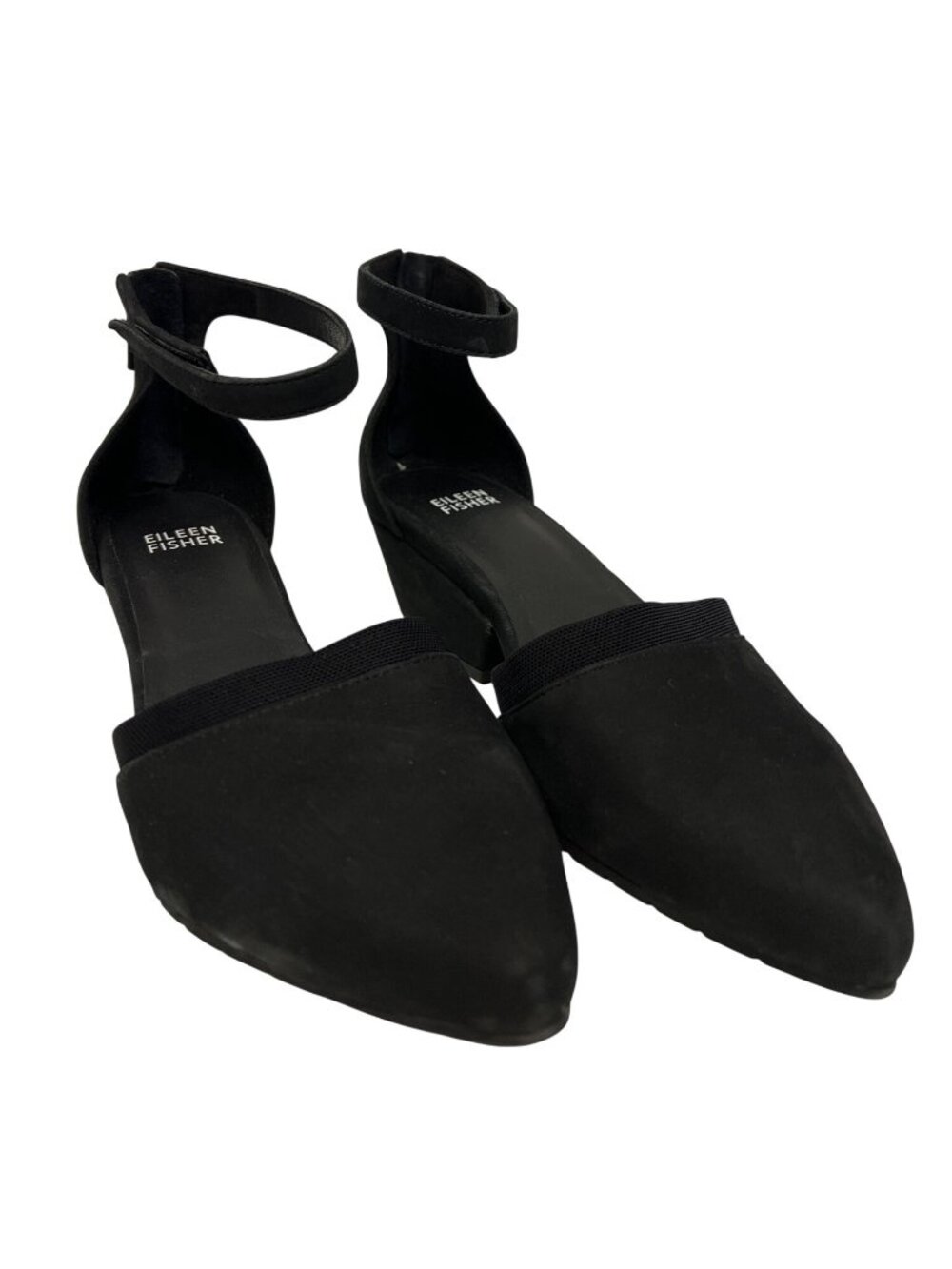 Eileen Fisher Just Suede Ankle Strap Pumps Black Suede Women's Size 7 NWOB